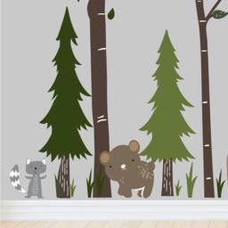 Kids Room Decals, Forest Animals Vinyl Wall Decal - Decor - thumbnail 2