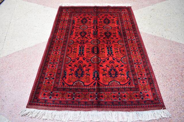 Handmade Afghan Turkmen Wool Rug 4.11 X 3.4 Ft, Vegetable Dye - image 1