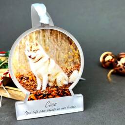 Personalised Christmas Dog Memorial Ornament, Custom Photo Gift - thumbnail 1