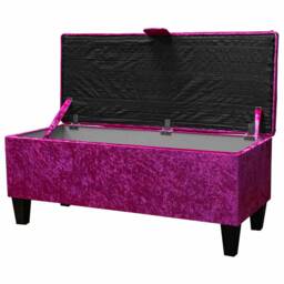 Fuchsia Crushed Velvet 100cm Rectangle Storage Bench Ottoman - Bedroom Accent Stool Bespoke British Made - thumbnail 2