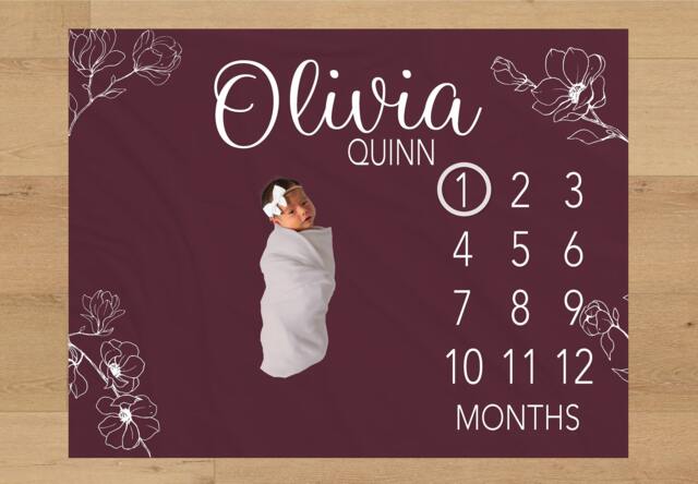 Gender Neutral Baby Milestone Blanket Personalized Monthly Custom Shower Gift For New Mom Keepsake One Year - image 1