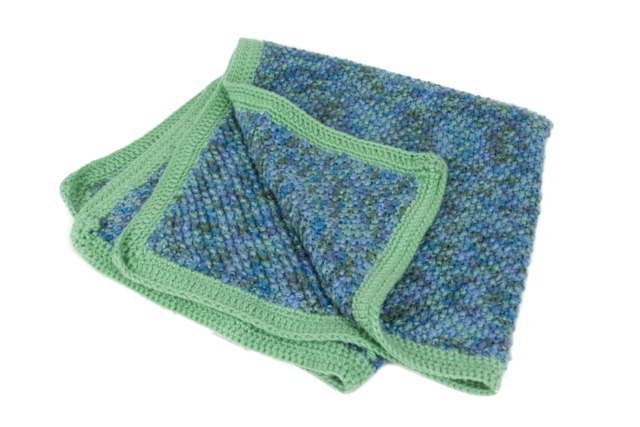 Hand Knitted Baby Blanket Forest Green Cozy Afghan - image 1