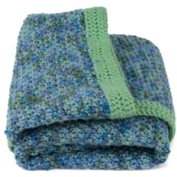 Hand Knitted Baby Blanket Forest Green Cozy Afghan - thumbnail 3