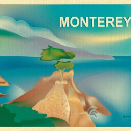 Monterey Bay Art, Map, Skyline, Poster, Ca Wall Art, 16 Mile Drive Print - Style E8-O-Montery - thumbnail 2