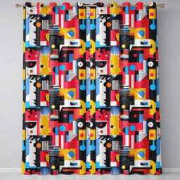 Abstract Bright Modern Graphic Shapes Bold Artistic Seamless Pattern Readymade Eyelet Ring Top Thermal 100% Blackout Curtains - thumbnail 2