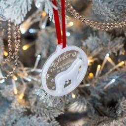 Personalised Pet Horse Pony Silhouette Memorial 3D Acrylic & Mirror Christmas Tree Decoration Bauble - thumbnail 3