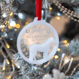 Personalised Pet Horse Pony Silhouette Memorial 3D Acrylic & Mirror Christmas Tree Decoration Bauble - thumbnail 2