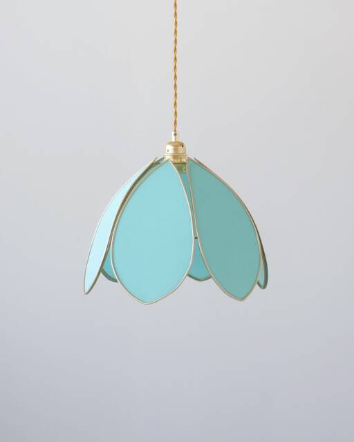 Simple Flower Pendant Light - Turquoise & Gold - image 1