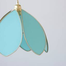 Simple Flower Pendant Light - Turquoise & Gold - thumbnail 3