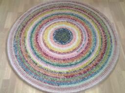 Handmade Wool Round Rug Colorful Floor Carpet - thumbnail 1