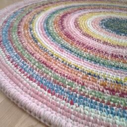 Handmade Wool Round Rug Colorful Floor Carpet - thumbnail 4