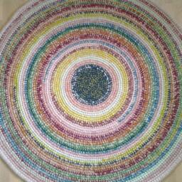 Handmade Wool Round Rug Colorful Floor Carpet - thumbnail 3