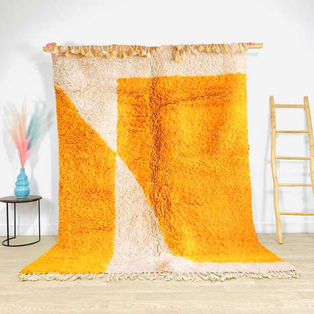Yellow Moroccan Rug - Handmade Berber Shag Carpet, Custom Geometric Area Rug, Modern Floor Decor - image 1