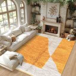 Yellow Moroccan Rug - Handmade Berber Shag Carpet, Custom Geometric Area Rug, Modern Floor Decor - thumbnail 2