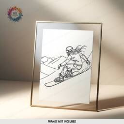 Minimal Snowboarding Line Art - Set Of 3 Prints - Woman Ski Gifts Drawing Decor Skier Posters Snowboard Wall Artwork - thumbnail 3
