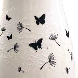 Monochrome Vase, Glass Dandelion Vase For Flowers, Black & White Decor, Contemporary Vases, Gift Mum - thumbnail 3