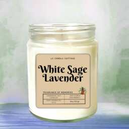 White Sage Lavender Essential Oil Soy Candle - Aromatherapy Scented Natural Handmade Vegan Gift - thumbnail 3
