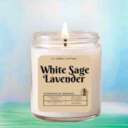 White Sage Lavender Essential Oil Soy Candle - Aromatherapy Scented Natural Handmade Vegan Gift - thumbnail 2