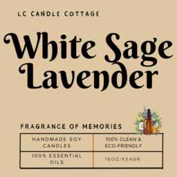 White Sage Lavender Essential Oil Soy Candle - Aromatherapy Scented Natural Handmade Vegan Gift - thumbnail 4