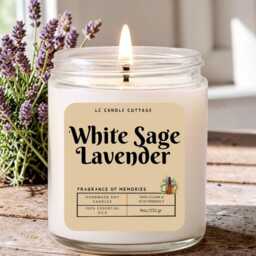 White Sage Lavender Essential Oil Soy Candle - Aromatherapy Scented Natural Handmade Vegan Gift - thumbnail 1