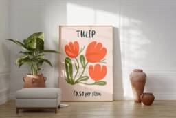 Tulips Flower Market Poster Print - Retro Botanical Wall Art - thumbnail 1