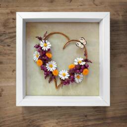 Floral Heart Wall Art - Mother's Day Gift 3D Paper Quilling Daisy, Dandelion Wedding Anniversary - thumbnail 2