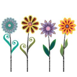 Funky Flower Wall Decals - Set Of 4 Floral Stickers - thumbnail 2