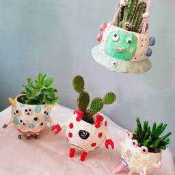 The Space Monster Alien Collection Handmade Ceramic Plant Pot, Indoor Planter, Garden Decor. Hanging Planter. Pottery Gift Ideas. Aliens - thumbnail 3