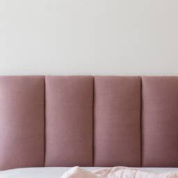 Corduroy Fabric Headboard, Boho Twin Full Queen King Rustic Bedframe, Brown Off-White Pink Bohemian Bedroom Furniture - thumbnail 3