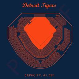 Comercia Park, Detroit Tigers, Park Seating Chart, Gift For Tigers Fan, Vintage Mlb, Gift Him. Mlb Baseball. Blueprint Art Work - thumbnail 2