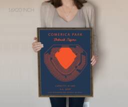 Comercia Park, Detroit Tigers, Park Seating Chart, Gift For Tigers Fan, Vintage Mlb, Gift Him. Mlb Baseball. Blueprint Art Work - thumbnail 1