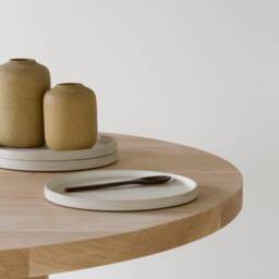 Konk ??? Stal Table Bespoke Sizes Available Solid Oak Pillar Kitchen Dining Table, Minimal Circular Pedestal Side Desk - thumbnail 3