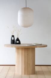 Konk ??? Stal Table Bespoke Sizes Available Solid Oak Pillar Kitchen Dining Table, Minimal Circular Pedestal Side Desk - thumbnail 1