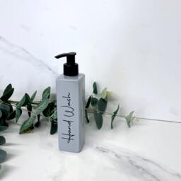 Personalised Grey Square 250Ml Plastic Bottle With Pump/Reusable, Refillable Bathroom Kitchen Hand Wash, Lotion, Dish Soap Etc - thumbnail 3