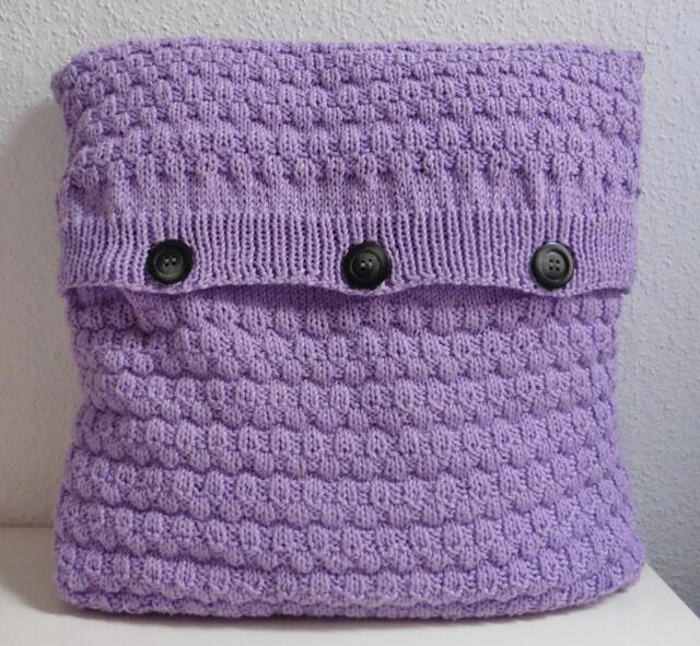 Cushion Cover, Two-Needle Fabric, Acrylic Wool, Lilac Color, Cheerful, Friendly Gift, Unique - image 1