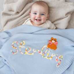 Custom Embroidered Baby Name Blanket, Personalised Blanket With Name, Baby Announcement, Newborn Gift, Baby Shower Gift, Gift For - thumbnail 1