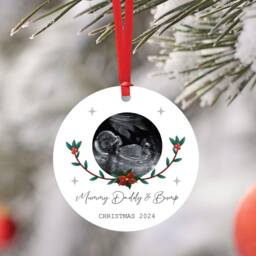 Personalised Baby Scan Bauble Mummy Daddy & Bump - Christmas Gift From The Bump Tree Decoration Sonogram - thumbnail 1
