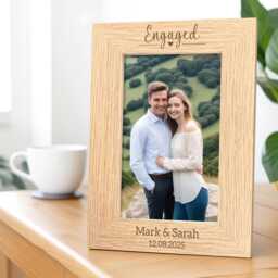 Engagement Gifts, Photo Frame 6x4 7x5, Engaged Gift, Couple Gift Ideas, Engraved Wooden - thumbnail 1