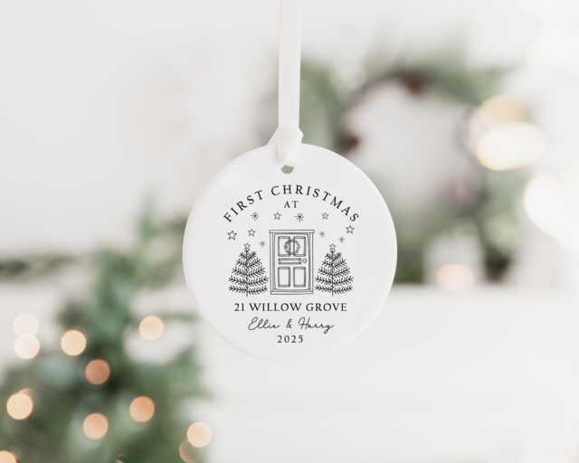 First Christmas in Our New Home Bauble - Ceramic Xmas Tree Decoration Couple Keepsake - image 1