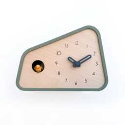 Modern Cuckoo Clock - Muted Green With Amber Bird & Wind Clock Hands - thumbnail 2