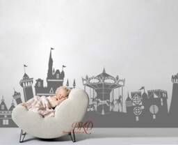 Carousel Horse Castle Vinyl Wall Decal, Nursery Decor - thumbnail 1