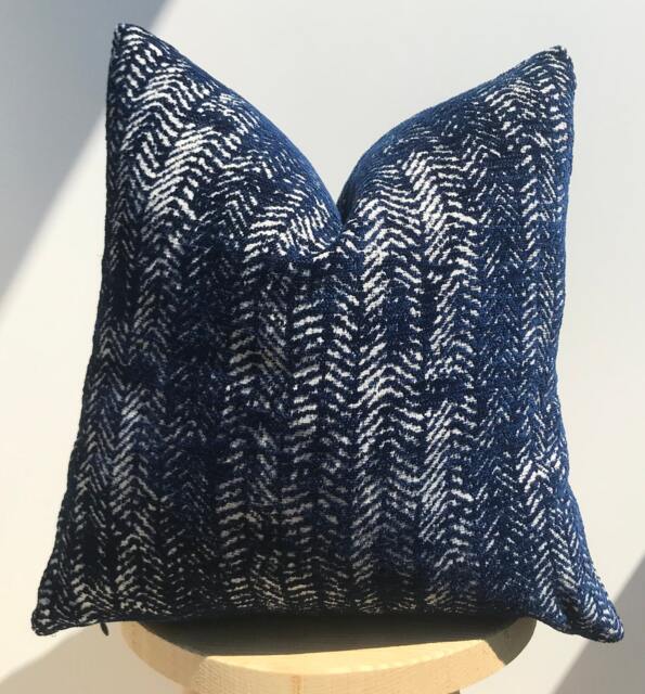 Navy Blue Textured Woven Pillow Cover, Euro Sham, 20x20 - image 1