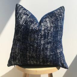 Navy Blue Textured Woven Pillow Cover, Euro Sham, 20x20 - thumbnail 4