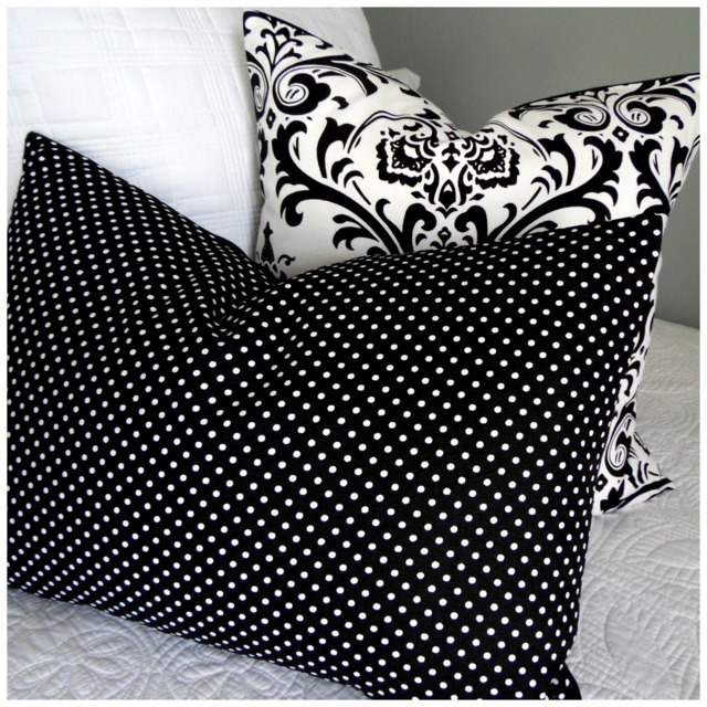 2 Patterns.scroll.polka Dots.pillow Covers.black.white.slipcover.modern.pillow Cover.glamorous.beautiful Slip Covers.pillow Covers - image 1