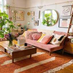 Orange & Cream Horizontal Stripe Moroccan Rug - Handmade Berber Shag Carpet Large Area Terracotta Geometric Wool Decor - thumbnail 3