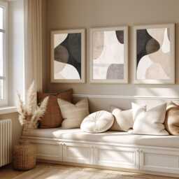 Set Of 3 Prints, Brown Abstract Art, Neutral Beige, Living Room Wall Art Posters, Home Decor, A5, A4, A3 A2 A1 Sizes Fast Delivery - thumbnail 2