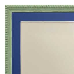 Crown Pea Green Photo Frame With A Oxford Blue Mount, Wooden Bobbin Distressed - thumbnail 2