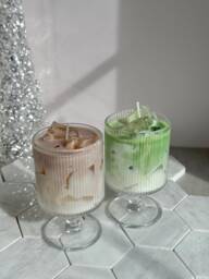 Iced Cafe Latte Candles, Matcha Strawberry Latte, Scented Soy Dessert Gift For Coffee Lovers - thumbnail 1