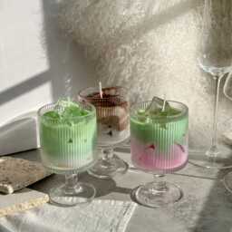 Iced Cafe Latte Candles, Matcha Strawberry Latte, Scented Soy Dessert Gift For Coffee Lovers - thumbnail 2