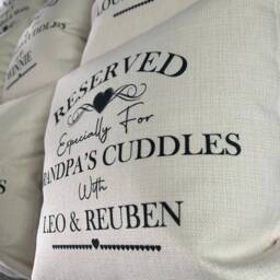 Fathers Day Grandad Gift Personalised Cushion Reserved For Cuddles Hug Grandpa Granda Gramps Pillow Special - thumbnail 4